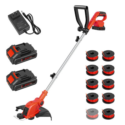 Cordless String Trimmer, 12" Electric Grass Trimmer, 10 String Strimmer Lines, Battery Powered Weed Wacker for Lawn and Yard Care