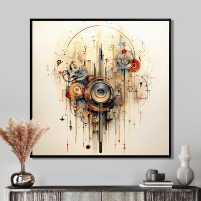 «Music Waves Retro Abstract Composition II - Abstract Shapes», reproduction d'art murale