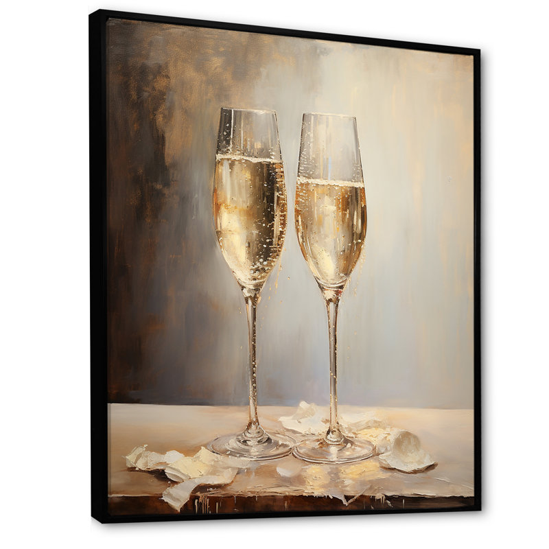 Champagne Flute Fantasies V sur toile, Cadre flottant noir, H 20 po x l 12 po x P 1 po