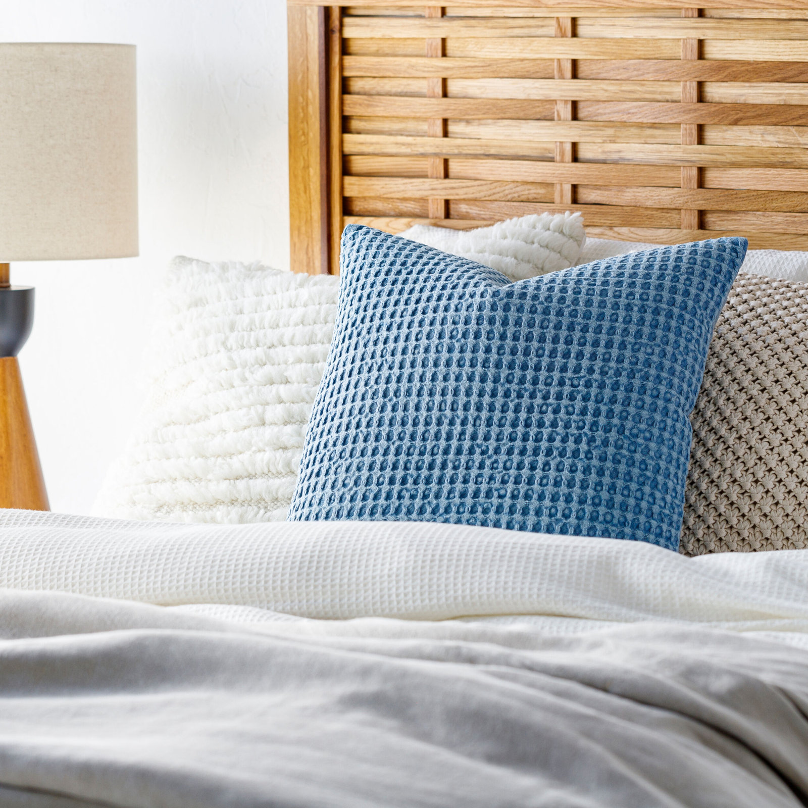 Ruta Cotton Pillow Cover, Denim, 20" H x 20" W