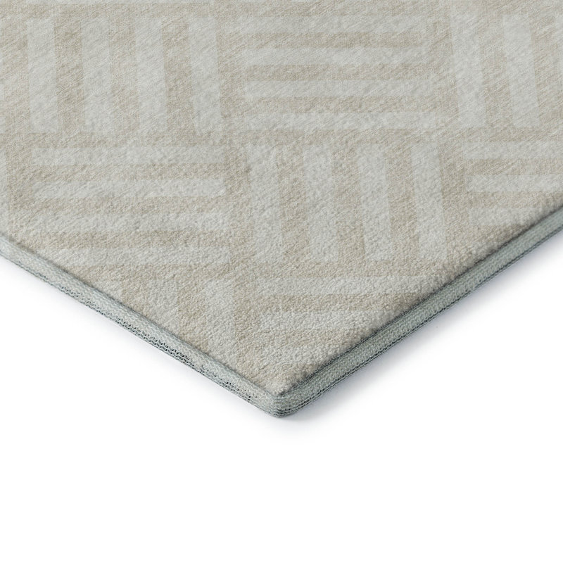 Tapis ivoire Cerrito lavable à la machine de qualité supérieure, Rectangulaire 8 pi x 10 pi