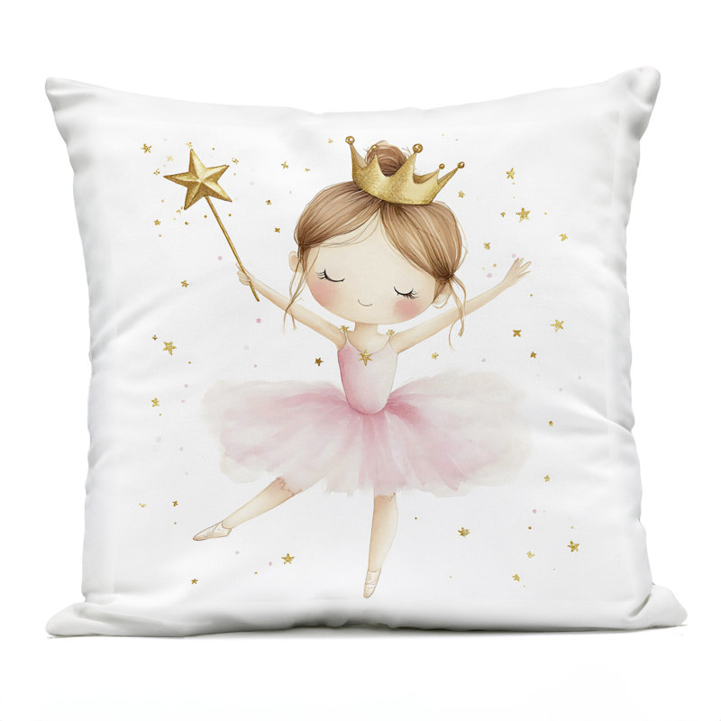Coussin d'extérieur imprimé ballerine avec paillettes dorées, design par Creative Studio, 18 x 7 x 18, Ballerine rose 2
