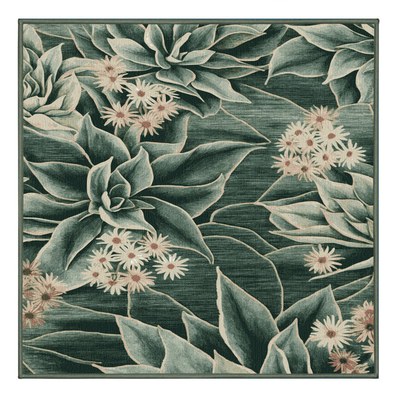 Tapis vert botanique lavable à la machine, Carré 8 pi