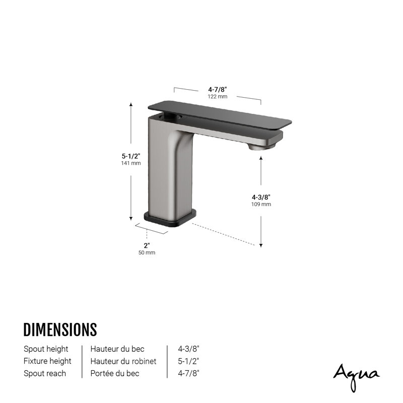 Robinet pour salle de bain à un trou, Inox