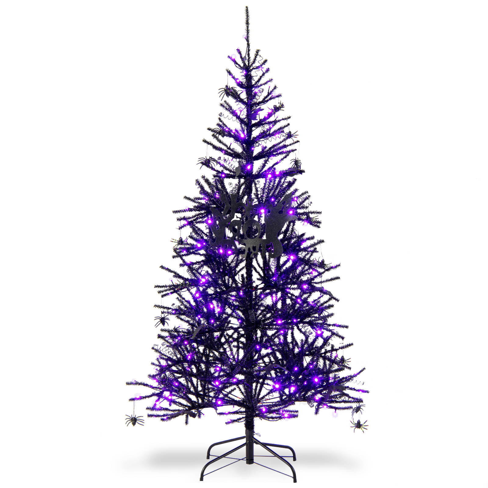 The Holiday Aisle® 6 Ft Pre-lit Black Halloween Tree Hinged Christmas ...