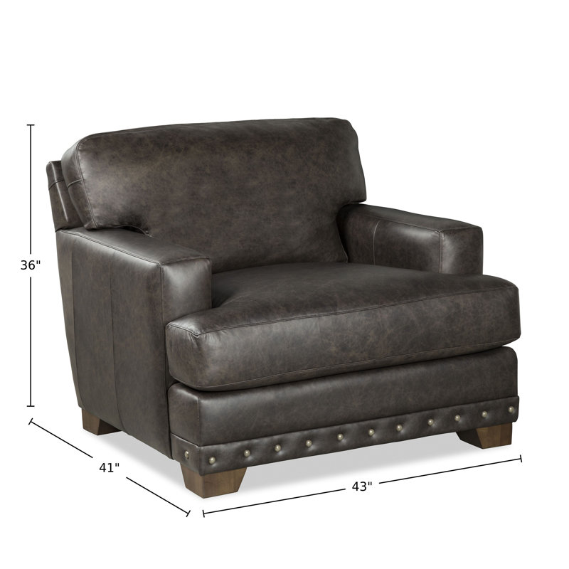 Fauteuil en cuir Grain Nixson, Cuir véritable gris