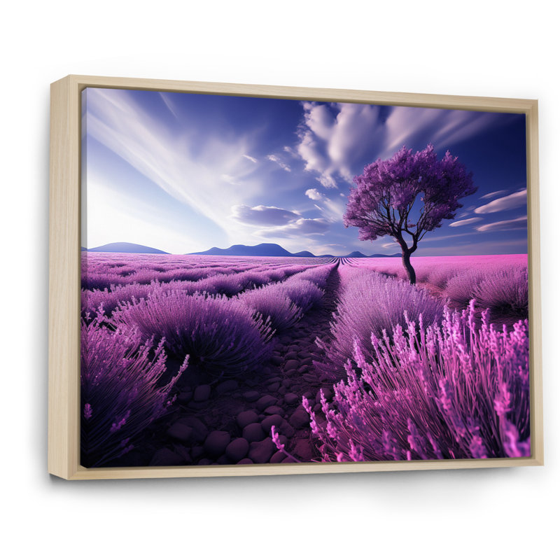 France Lavender Fields Symphony - impression, H 34 po x l 44 po x P 1,5 po, Cadre naturel flottant