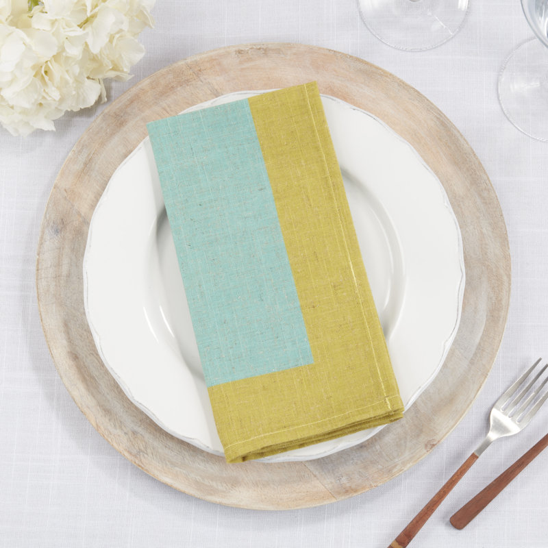 85% Polyester - 15% Linen No Pattern Rectangle Napkin, Sea Green