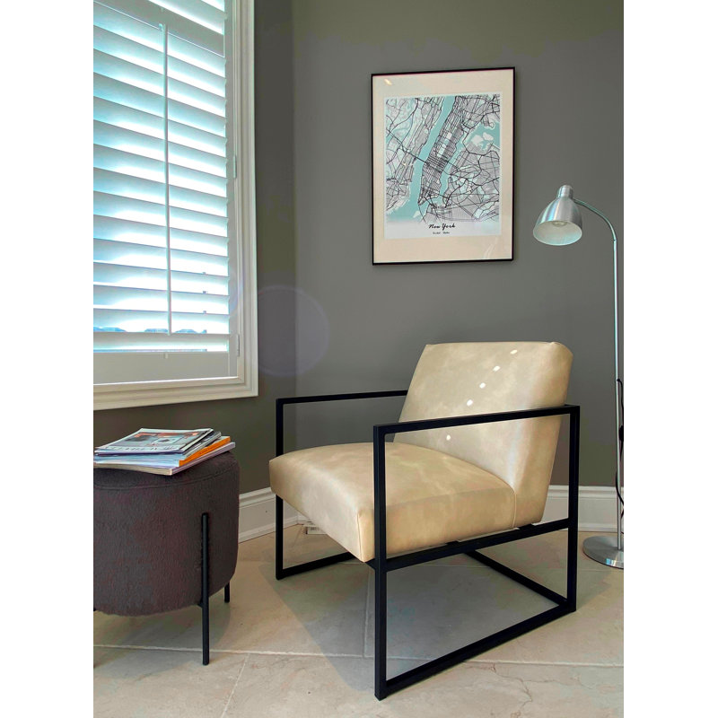 Chaise avec accoudoirs moderne Marilyn, Ivoire