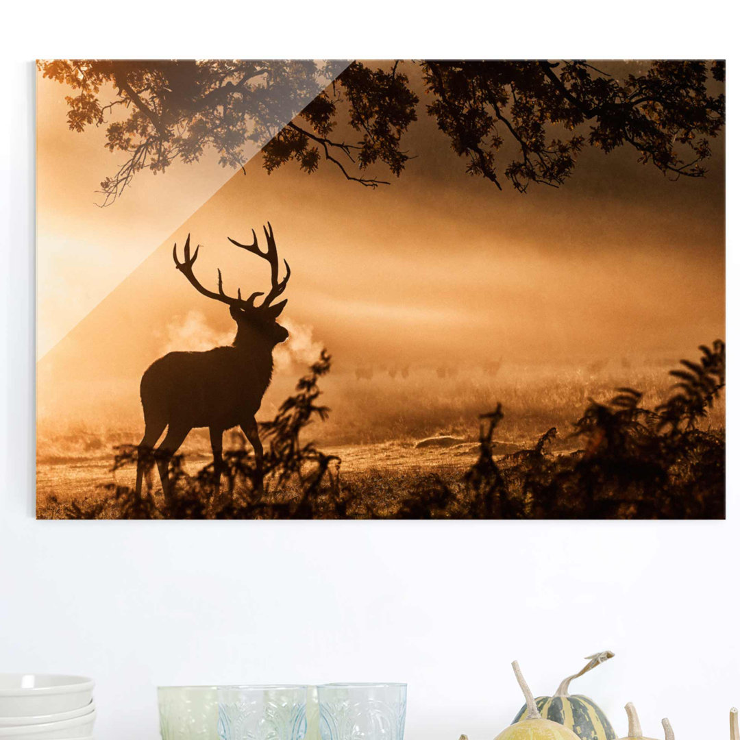 Glasbild Deer in Winter Forest