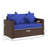Outsunny Patio Wicker Loveseat With Cushions, 2-Seat Outdoor PE Rattan Couch Sofa With Throw Pillows, For Porch, Backyard, Garden, Poolside, Blue