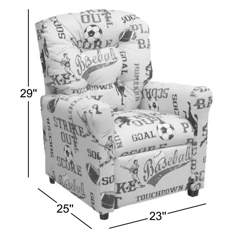 Coppage Kids 13.5'' Recliner Chair and Ottoman, Sport Storm