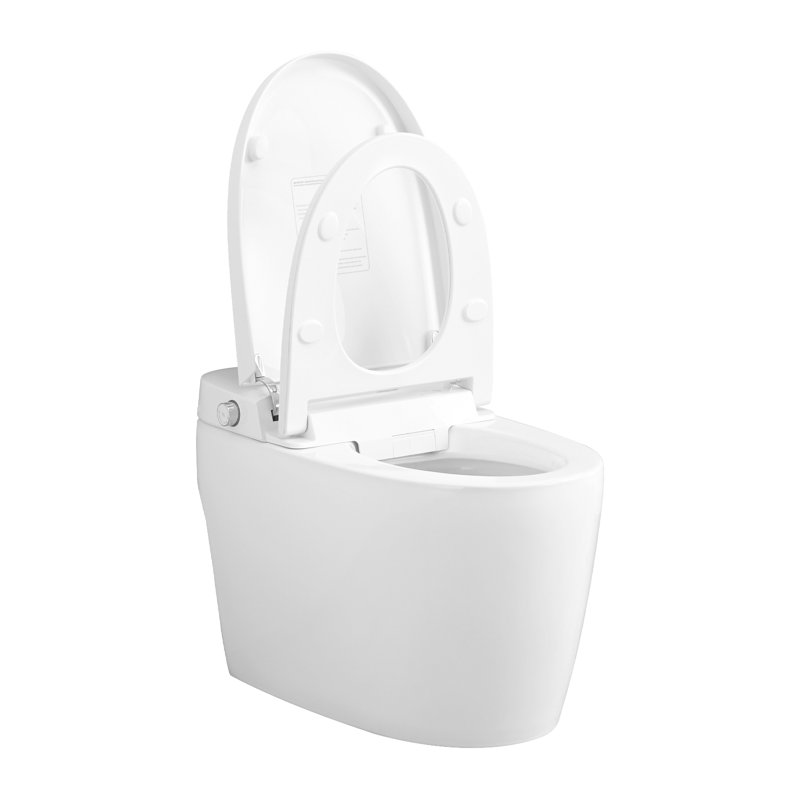 Smart Toilet Bidet Tankless, Auto Open/Close Lid, Foot Sensor, Led Digital Display, Elongated Dual Flush One-Piece Toilet