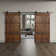 Castle Series Pine Wood Double Sliding Barn Door with Hardware Kit