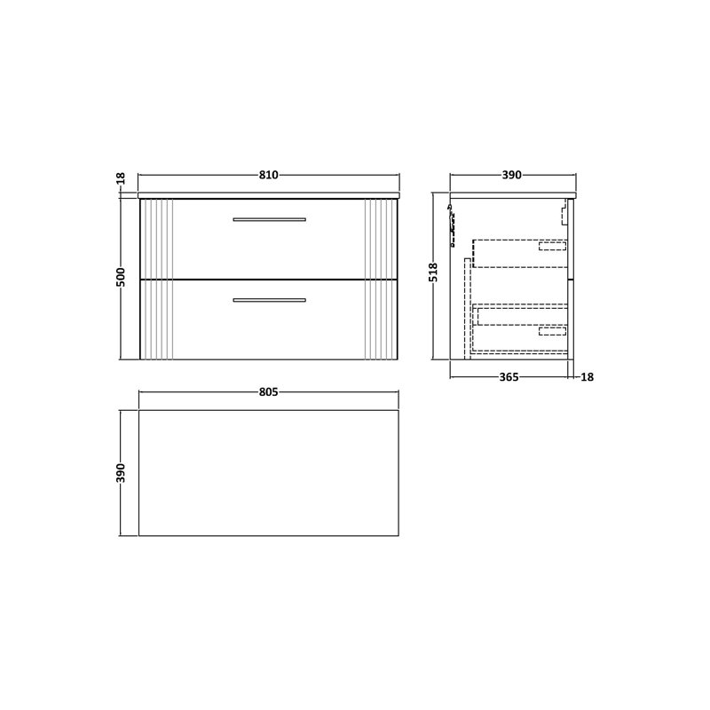 Deco Single Bathroom Vanity Base Only in White, Satin Anthracite