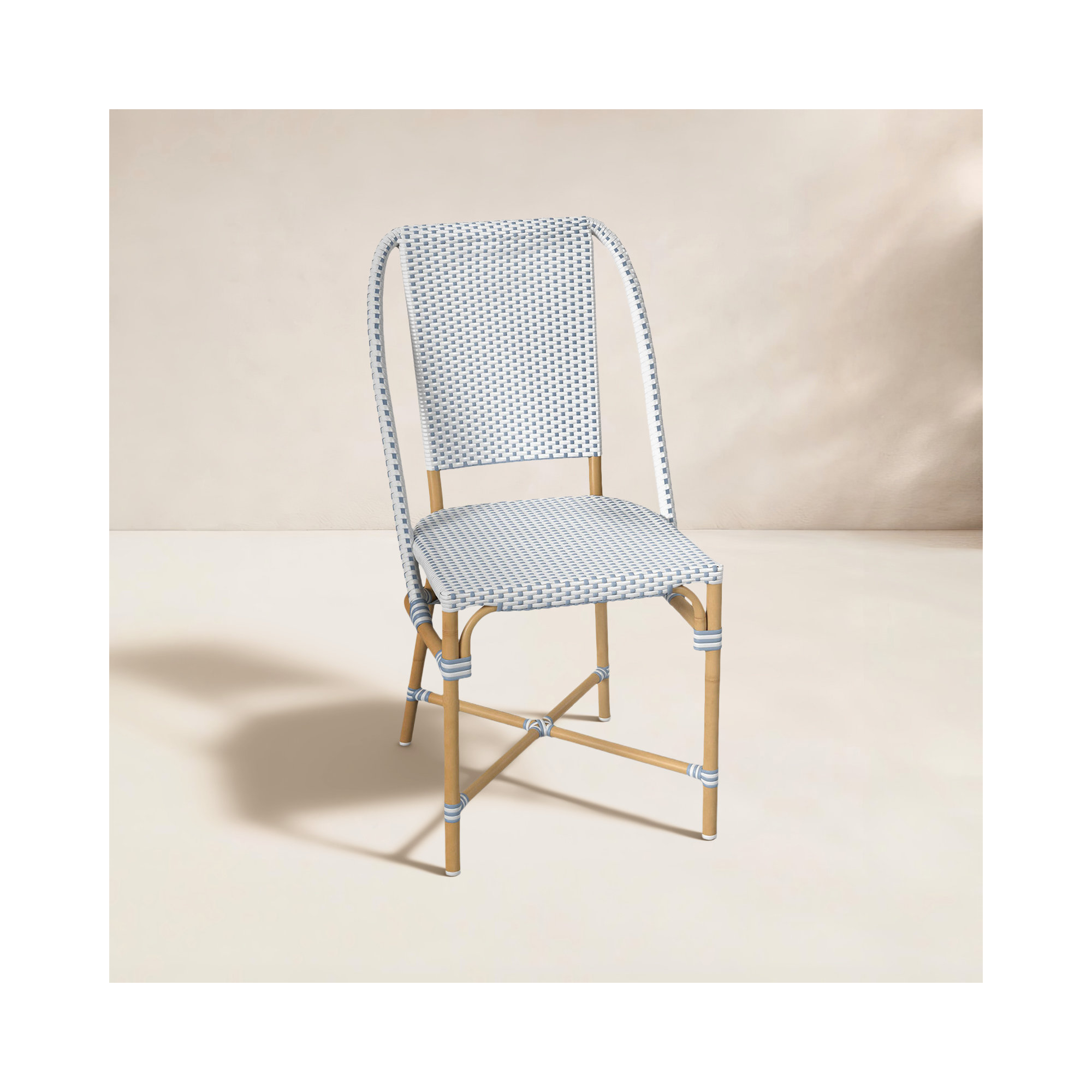 Ellie Wicker Dining Side Chair, Blue/White
