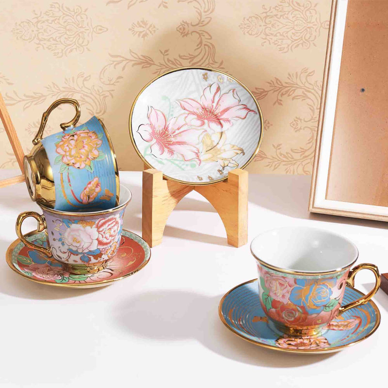 8 oz Tasse à thé et soucoupe (ensemble de 6)