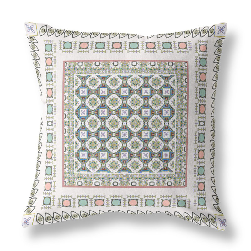 Coussin décoratif 20 po x 20 po Broadcloth Floral, Motif floral bleu/blanc