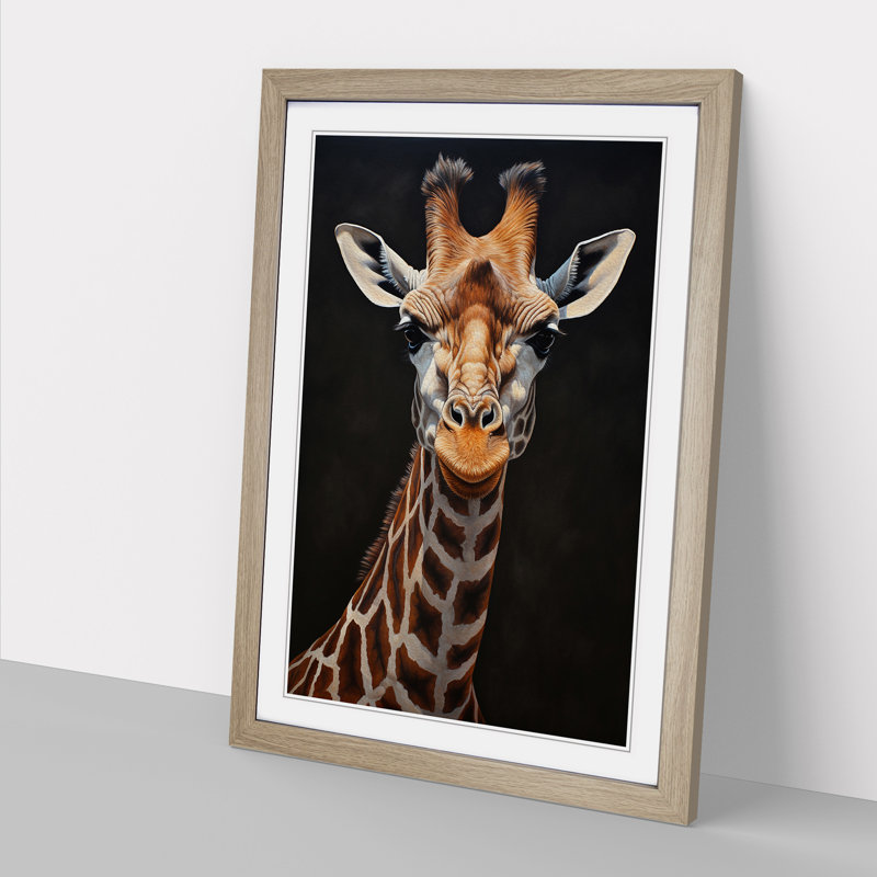 Giraffe Informel - Framed Print, Oak, 64cm H x 46cm W x 2cm D