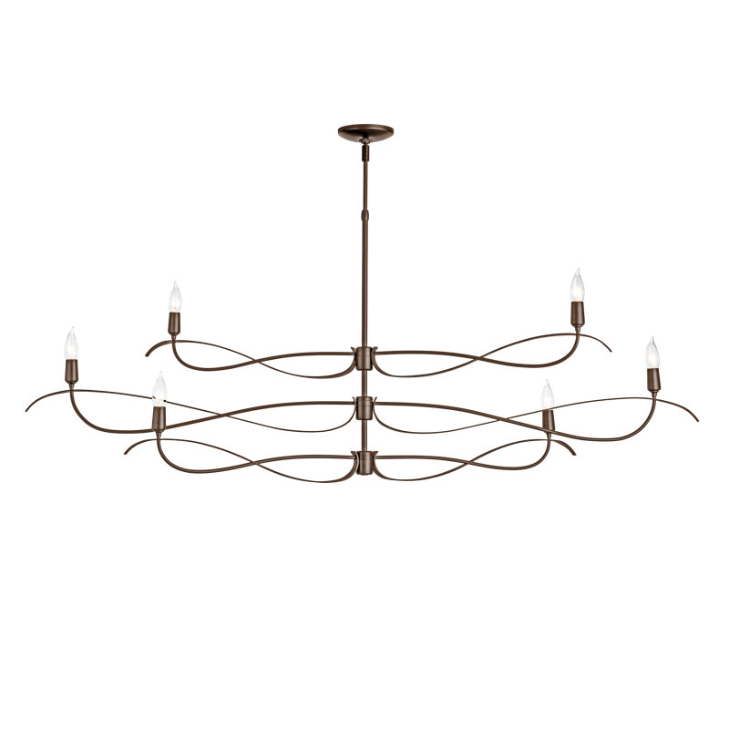 Lustre classique à 6 lumières de style bougie Willow, Bronze, Grand