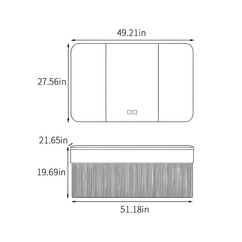 Light luxury simple exquisite bathroom cabinet, 19.69" H x 51.18" W x 21.65" D, Off White