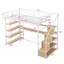 Lit mezzanine polyvalent en métal avec bureau intégré, tablettes de rangement et escalier intégré pour une utilisation accrue de l'espace dans les chambres et les salons