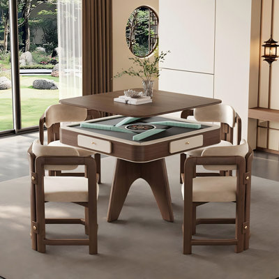 New Chinese Style Automatic Solid Wood Dining & Mahjong Table for Chinese Rules