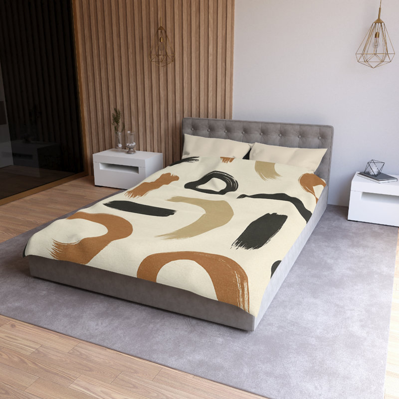 Microfiber Duvet Cover Boho Style, Design 71, Cream, Twin Duvet Cover