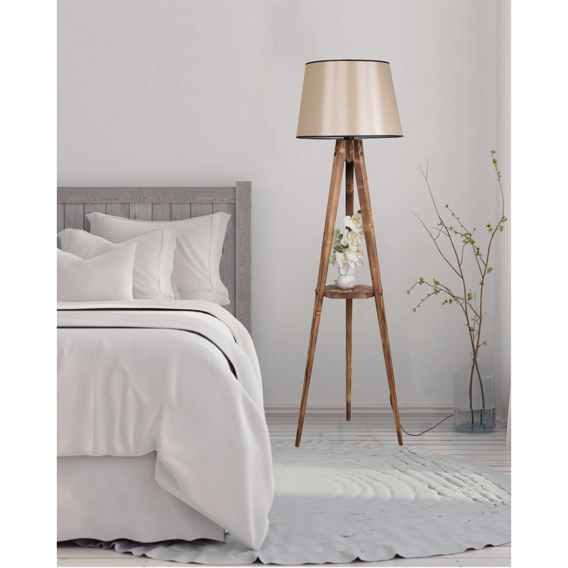 Ellison 160cm Tray Table Floor Lamp, French Beige, Brown