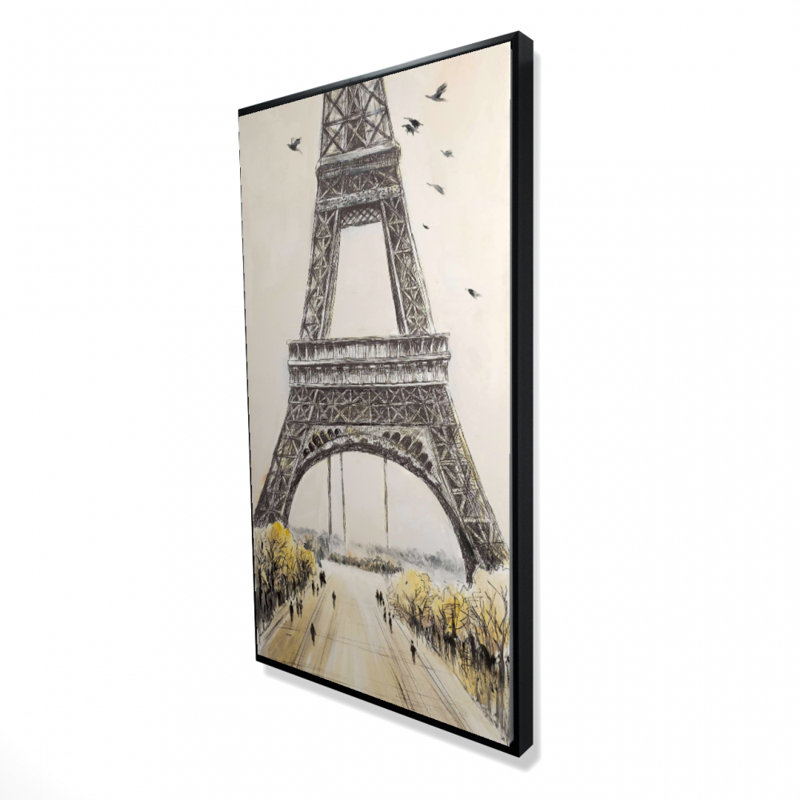 Tour Eiffel avec oiseaux volants - Toile encadrée