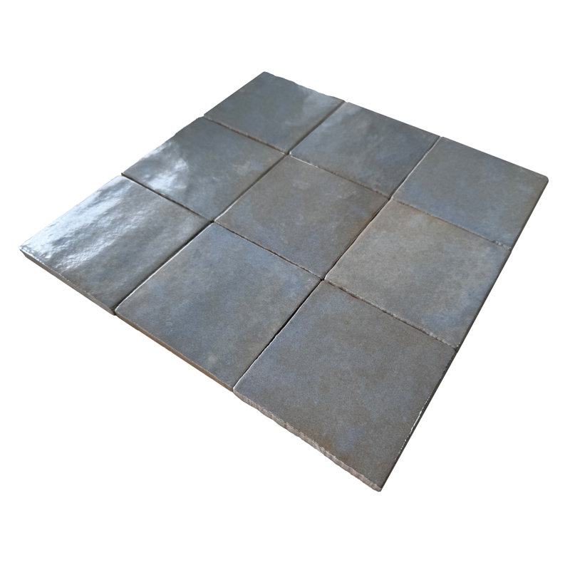 Zelij 4"x4" Ceramic Zellige Look Wall Tile, Gray
