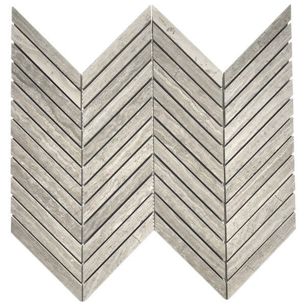 Wooden Gray Cheveron 0.8x4.75 Honed Mosaic