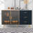Modern Sideboard Buffet Cabinet with Marble Top & Amber Glass Doors – Storage Cabinet with Gold Legs & Handles-1730081295-1720102797