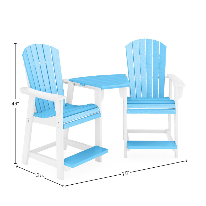 Eberle 2 - Person Patio Dining Set with, Destin White/Summer Blue