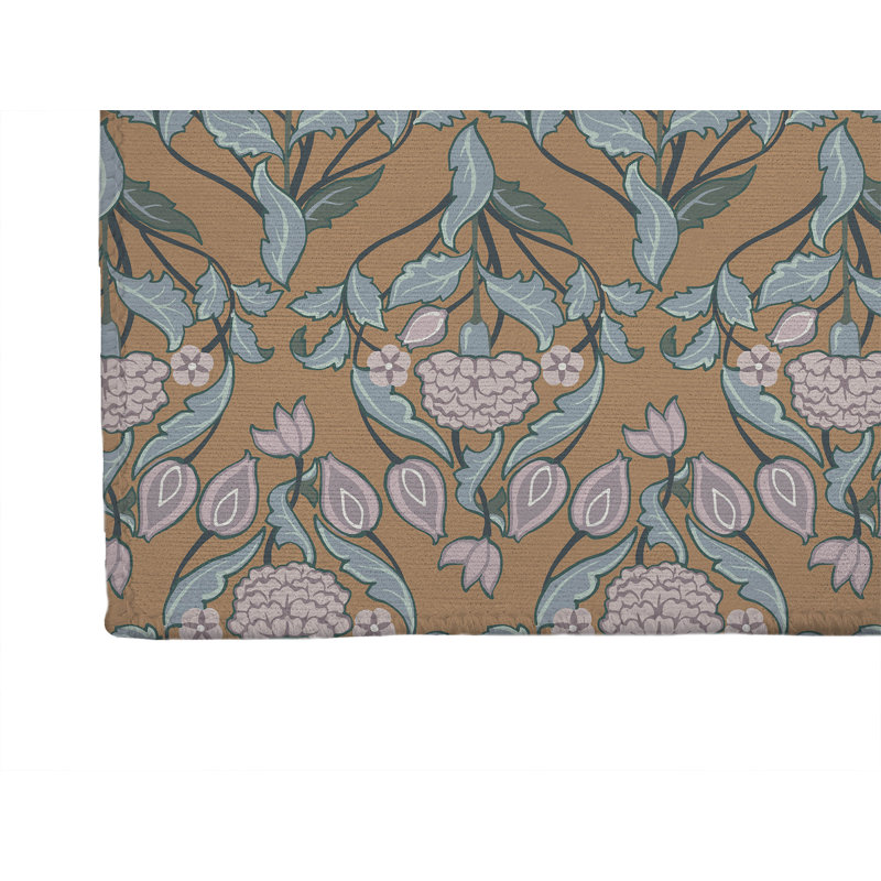 Tapis de blanchisserie antidérapant Piper, 49 "L x 6 "H, Brown Floral