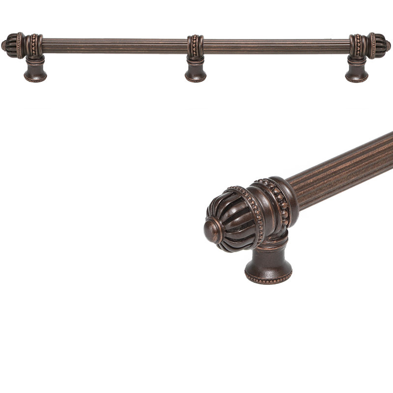 Cage à cricket avec petit faîteau à poignée longue 5/8 po avec rosette centrale, Bronze frotté à l'huile, 22"