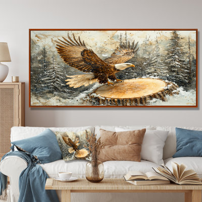 Eagle Flight Of The Hunter In Winter II - Eagle Wall Art