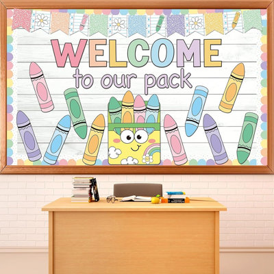 Ensemble de babillards pastel «Welcome To Our Pack» - Crayon et cahier pour la rentrée scolaire