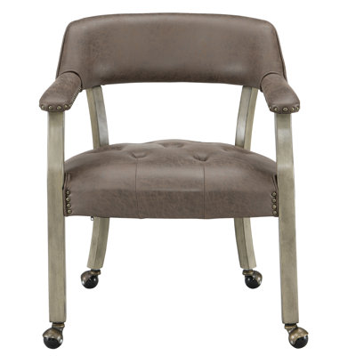 LUMERA Collection Swivel Tufted Arm Dining Chair Poker Chair Dark Brown
