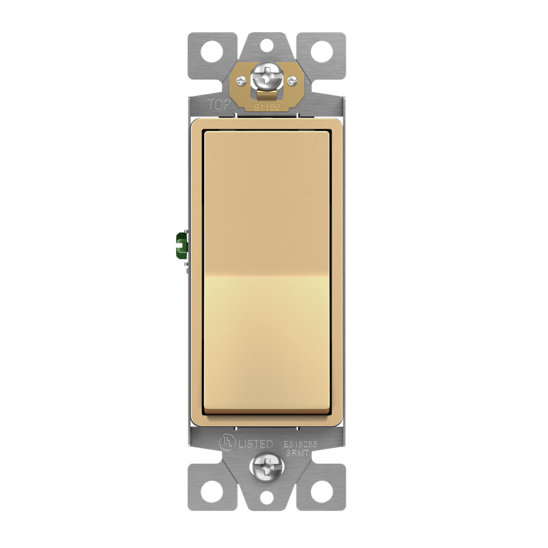  Enerlites 15 Tamper Resistant Single Pole Rocker Light Switch - Gold, Gold
