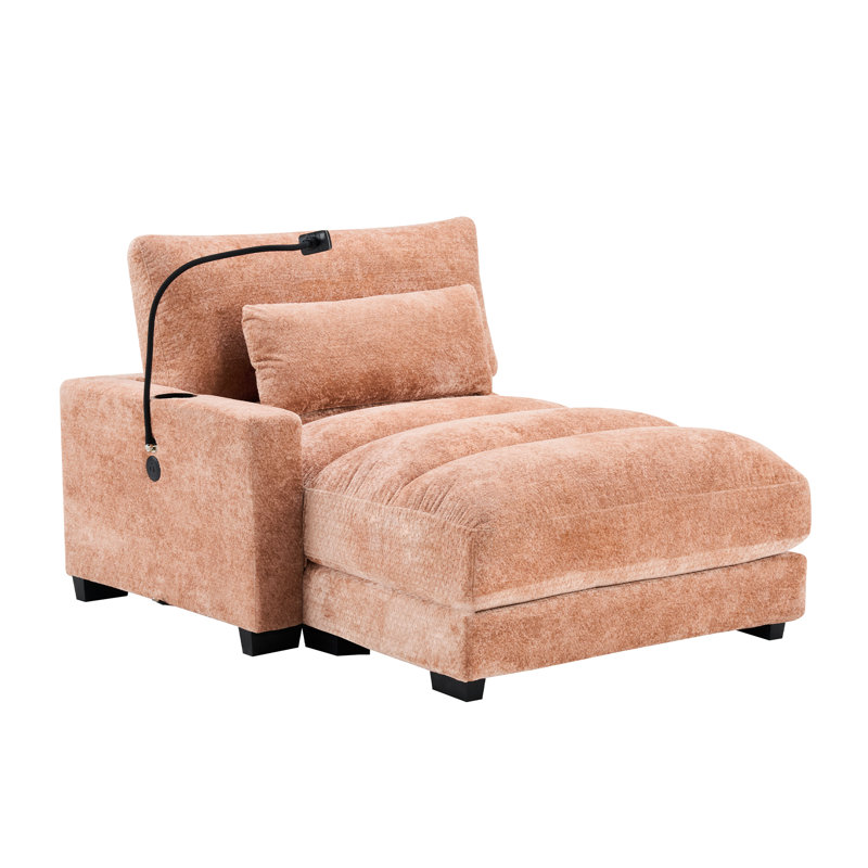 Canapé 58 po à accoudoirs rembourrés en chenille 58 po, Rose