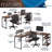L-Shape Industrial Desk With Storage Shelves, Walnut