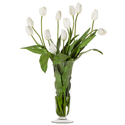 Grande tulipe française en verre à pied H 33 po x l 22 po x L 22 po