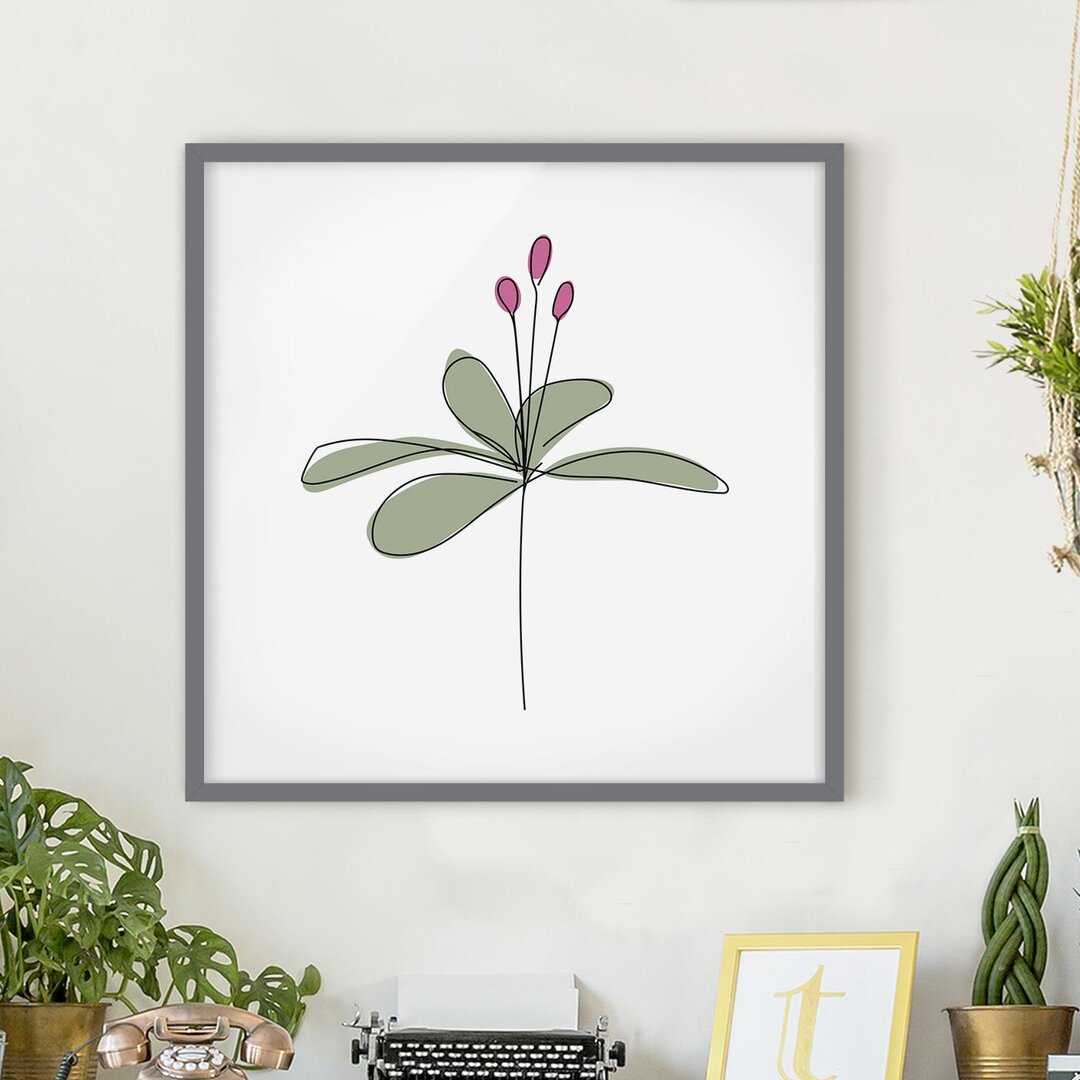 Gerahmtes Poster Water Lily Line Art