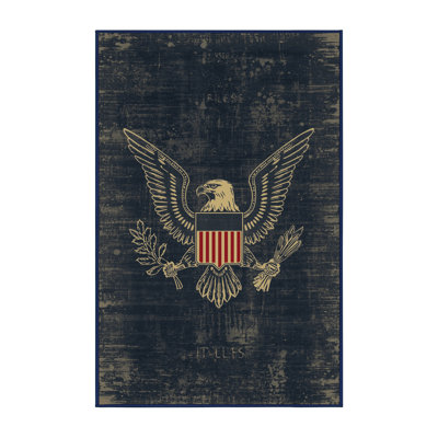 Machine Washable Wyndmoor July 4Th Modern & Contemporary Abstract Rug in Gray – Navy Binding