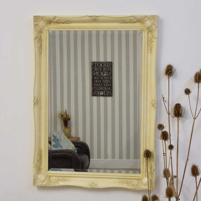 McLeansboro Wood Flat Mirror, 137cm H x 76cm W, Ivory