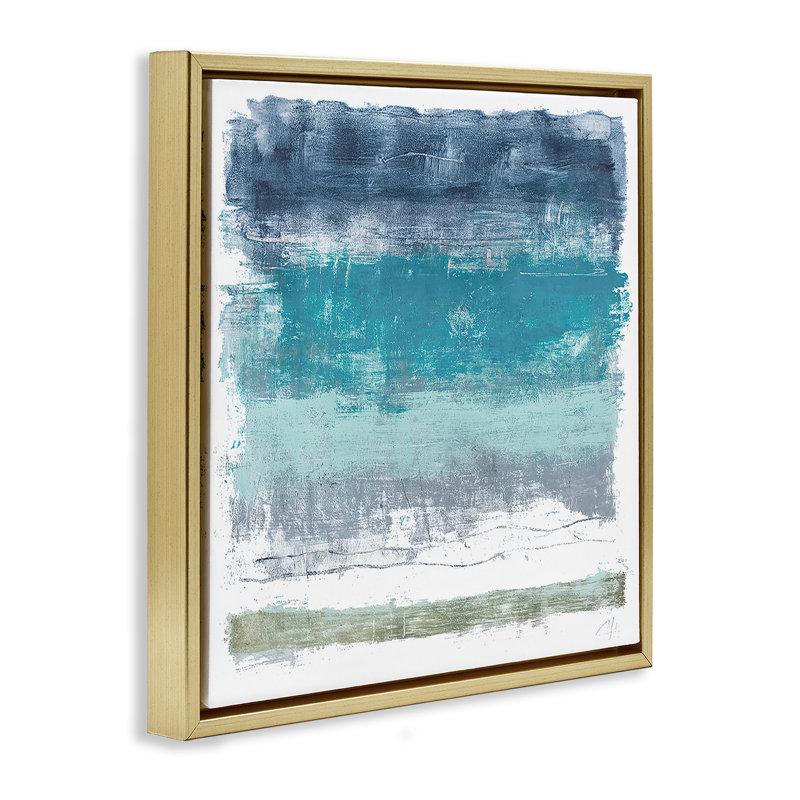 «Beachy Tone Abstraction», art mural encadré flottant par Filippo Ioco, H 18 po x l 18 po, Cadre flottant gris lustré