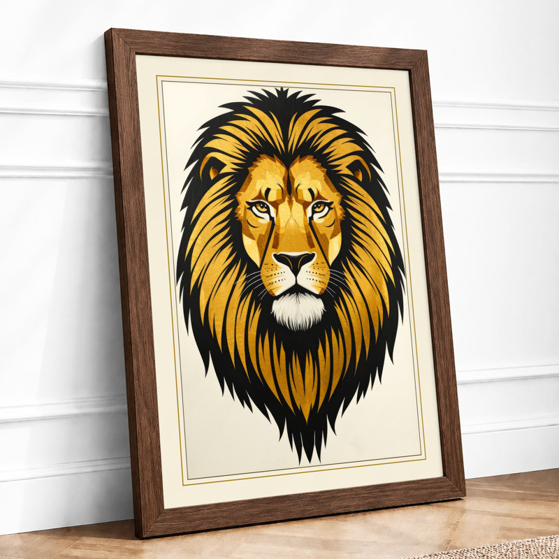 Noble Lion Modern - Framed Print, Walnut, A4 - 29.7 x 21.0 cm