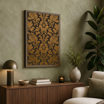 Baroque Damask Pattern Vintage - Wrapped Canvas