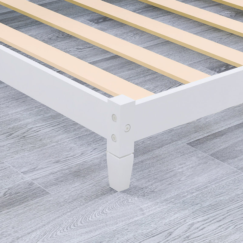 80"X58" Full Size Wood White Bed, White